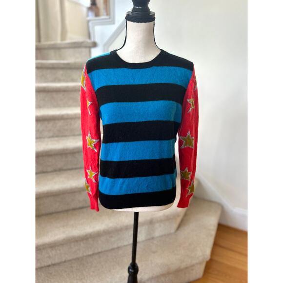 Replica Los Angeles Sweaters - Replica Los Angeles Blue Black Stripe Red Gold Metallic Star Sleeve Cashmere